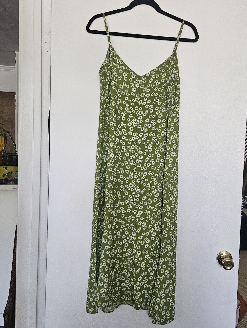 Size 8 Reformation Crimini Fennel Green Floral Midi Slip Dress - Picture 5 of 11